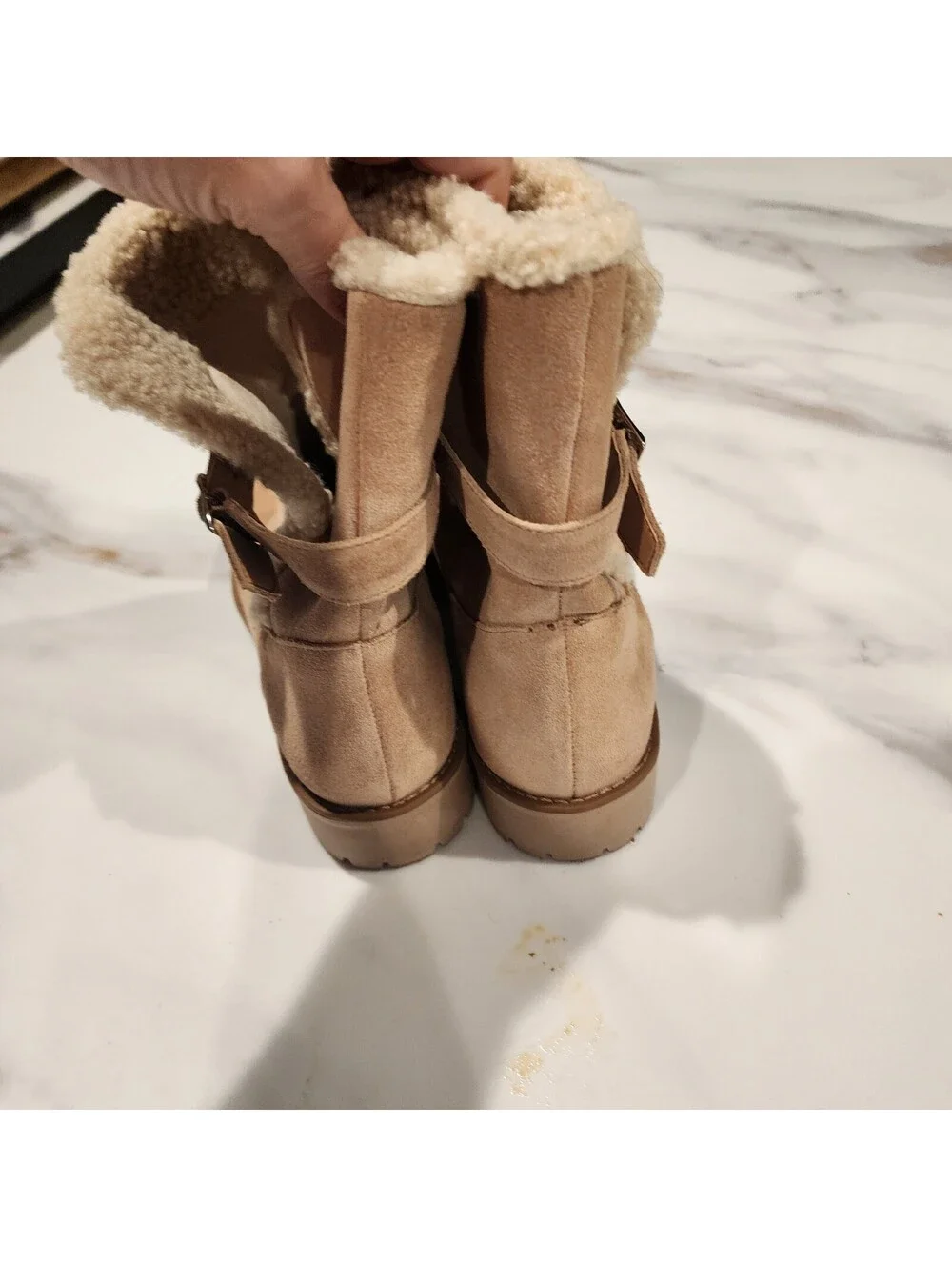 Jack Rogers Women’s Suede Shearling Lined Ankle Boots Tan Size 9.5